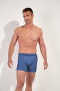 Front view of a men model wearing HO jeans blue cotton Long Boxer Briefs HO1