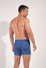 Back view of a men model wearing HO jeans blue cotton Long Boxer Briefs HO1