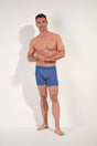 Full-body view of a men model wearing HO jeans blue cotton Long Boxer Briefs HO1