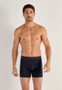 Front view of a men model wearing HO navy cotton Long Boxer Briefs HO1
