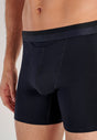 Close-up view of a men model wearing HO navy cotton Long Boxer Briefs HO1