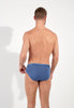 Back view of a men model wearing HO jeans blue cotton Briefs HO1