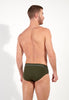 Back view of a men model wearing HO dark khaki cotton Briefs HO1