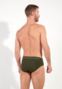 Back view of a men model wearing HO dark khaki cotton Briefs HO1