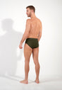 General view of a men model wearing HO dark khaki cotton Briefs HO1