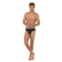 Full-body view of a men model wearing HO navy cotton Briefs HO1
