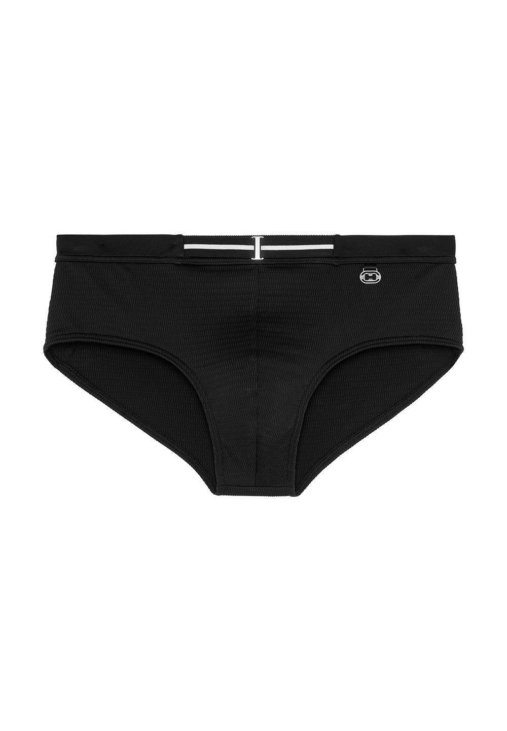 Front cutout view of HO black  Swim Midi Briefs