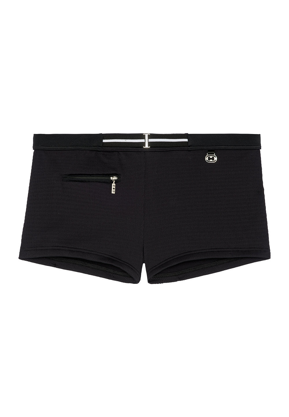 Front cutout view of HO black  Swim Shorts