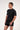 Front view of a men model wearing HO black combination cotton Tee-Shirt Crew Neck