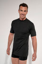 General view of a men model wearing HO black combination cotton Tee-Shirt Crew Neck