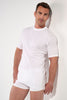 Front view of a men model wearing HO white - light combination cotton Tee-Shirt Crew Neck