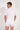 Back view of a men model wearing HO white - light combination cotton Tee-Shirt Crew Neck