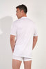Back view of a men model wearing HO white - light combination cotton Tee-Shirt Crew Neck
