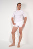 Full-body view of a men model wearing HO white - light combination cotton Tee-Shirt Crew Neck
