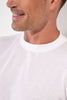 Close-up view of a men model wearing HO white - light combination cotton Tee-Shirt Crew Neck