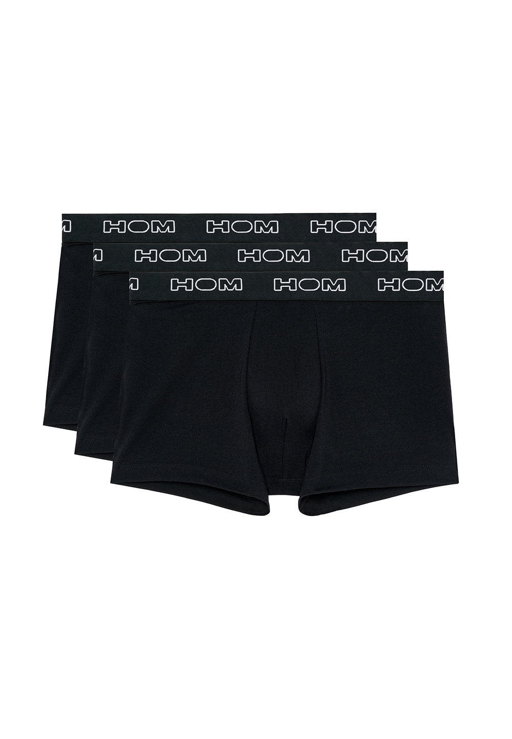 Front cutout view of HO black/black/black cotton Boxer Briefs 3p