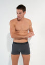 Front view of a men model wearing HO black/grey cotton Boxer Briefs HO1 2p
