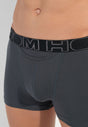 Close-up view of a men model wearing HO black/grey cotton Boxer Briefs HO1 2p