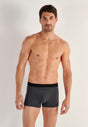 Front view of a men model wearing HO black/grey cotton Boxer Briefs HO1 2p