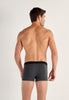 Back view of a men model wearing HO black/grey cotton Boxer Briefs HO1 2p
