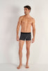 Full-body view of a men model wearing HO black/grey cotton Boxer Briefs HO1 2p