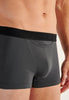 Close-up view of a men model wearing HO black/grey cotton Boxer Briefs HO1 2p