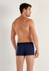Back view of a men model wearing HO black/navy cotton Boxer Briefs HO1 2p