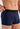 Close-up view of a men model wearing HO black/navy cotton Boxer Briefs HO1 2p