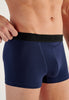 Close-up view of a men model wearing HO black/navy cotton Boxer Briefs HO1 2p