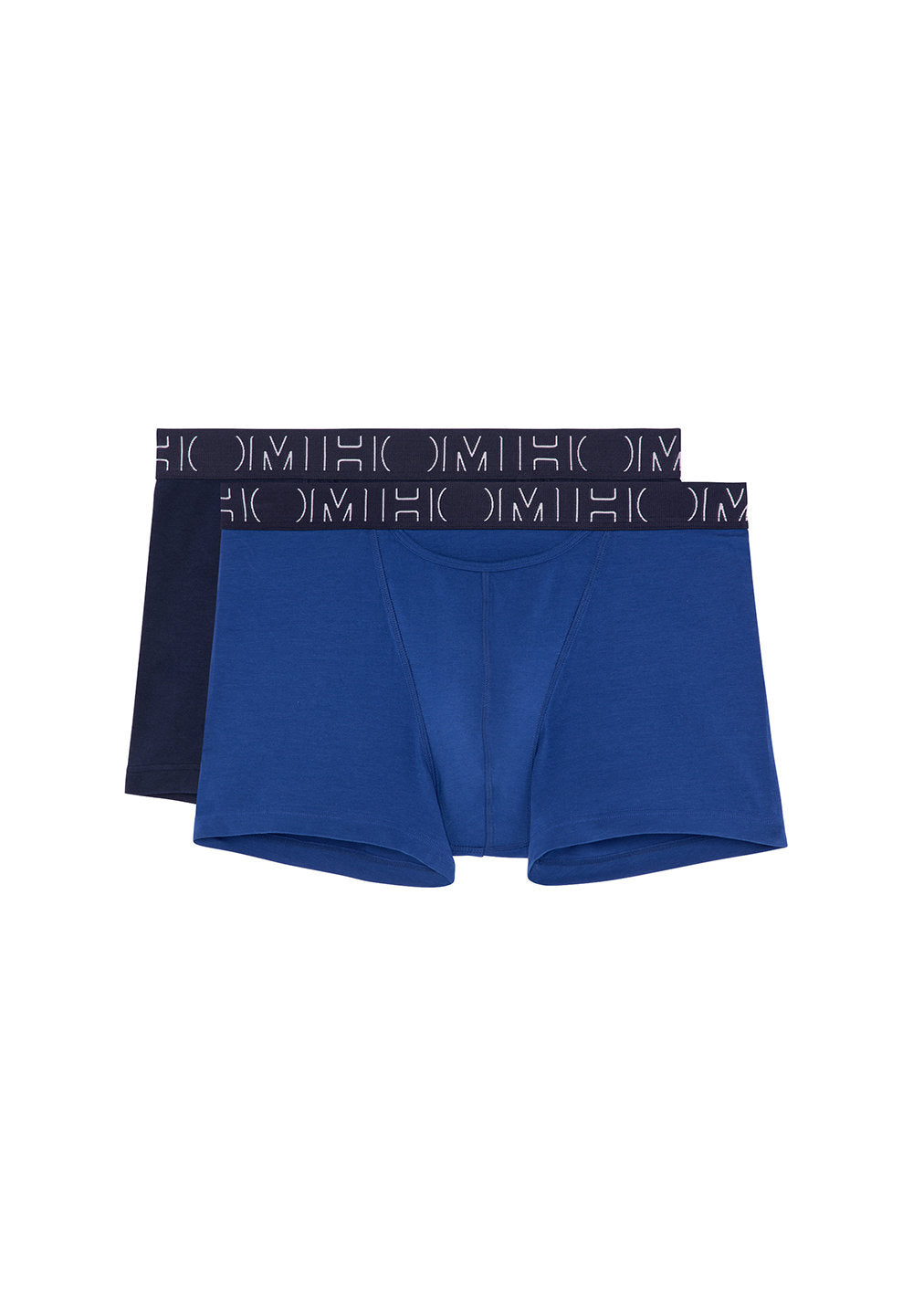 Front cutout view of HO navy/bright blue cotton Boxer Briefs HO1 2p