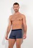 Front view of a men model wearing HO navy print/navy/navy cotton Boxer Briefs 3p
