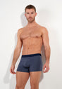 Front view of a men model wearing HO navy print/navy/navy cotton Boxer Briefs 3p