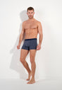 Full-body view of a men model wearing HO navy print/navy/navy cotton Boxer Briefs 3p