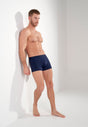General view of a men model wearing HO navy print/navy/navy cotton Boxer Briefs 3p