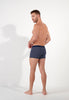 General view of a men model wearing HO navy print/navy/navy cotton Boxer Briefs 3p