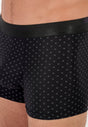 Close-up view of a men model wearing HO black print  Boxer Briefs
