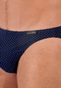 Close-up view of a men model wearing HO navy  Comfort Micro Briefs