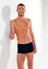 Front view of a men model wearing HO navy modal/viscose/tencel Comfort Boxer Briefs
