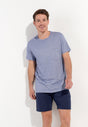 Front view of a men model wearing HO navy cotton Short Sleepwear