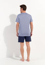 General view of a men model wearing HO navy cotton Short Sleepwear