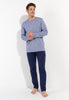 Full-body view of a men model wearing HO navy cotton Long Sleepwear
