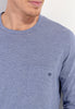 Close-up view of a men model wearing HO navy cotton Long Sleepwear