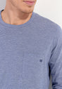 Close-up view of a men model wearing HO navy cotton Long Sleepwear