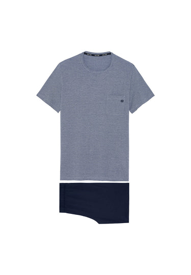 Front cutout view of HO navy cotton Short Sleepwear