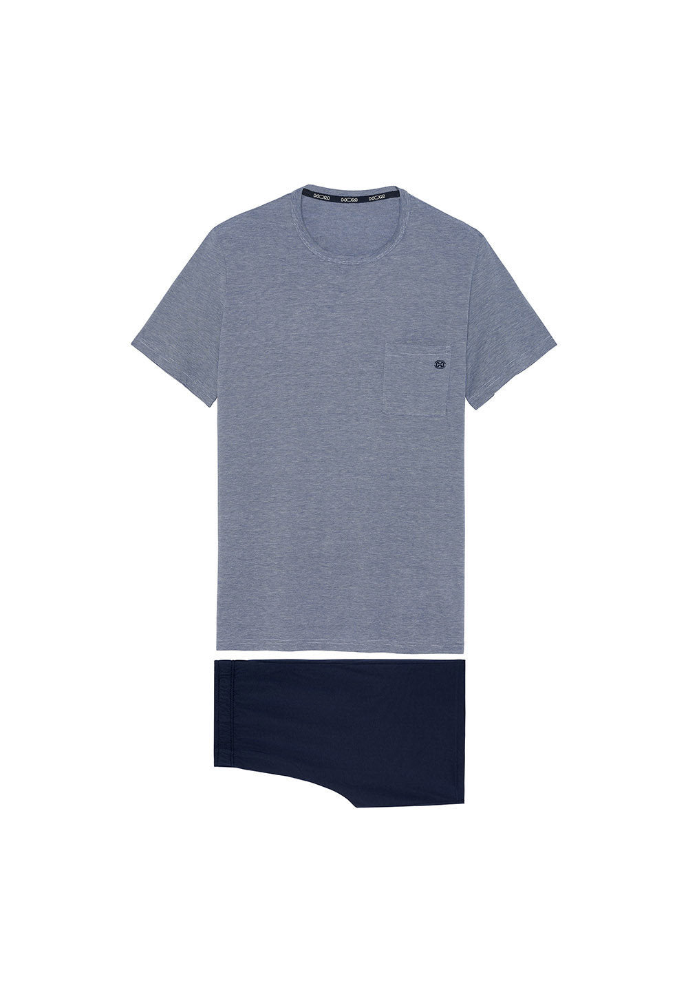 Front cutout view of HO navy cotton Short Sleepwear