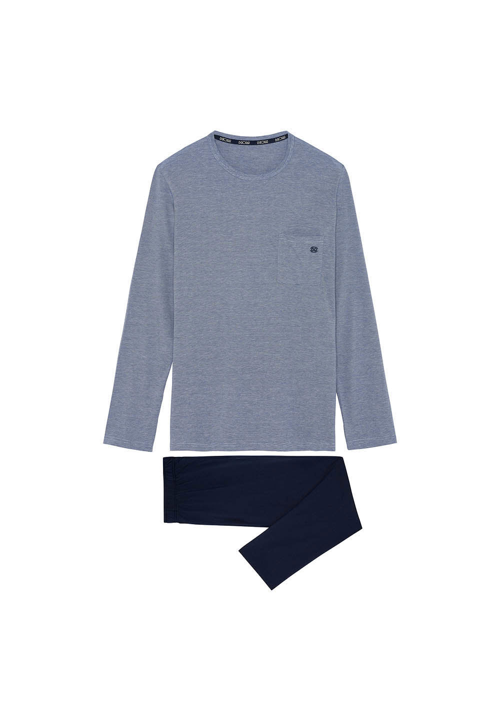 Front cutout view of HO navy cotton Long Sleepwear