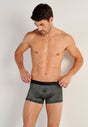 Front view of a men model wearing HO black/white stripes modal/viscose/tencel Boxer Briefs