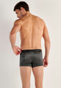 Back view of a men model wearing HO black/white stripes modal/viscose/tencel Boxer Briefs
