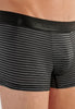 Close-up view of a men model wearing HO black/white stripes modal/viscose/tencel Boxer Briefs