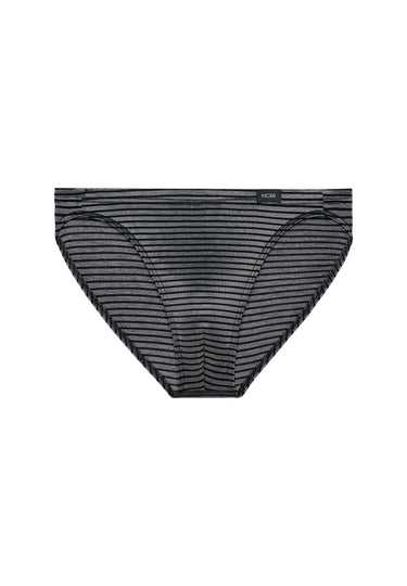 Front cutout view of HO black/white stripes modal/viscose/tencel Comfort Micro Briefs